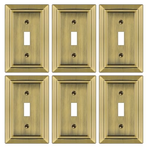 Dyekou Metal Wall Plate for Light Switch, Decorative Antique Brass