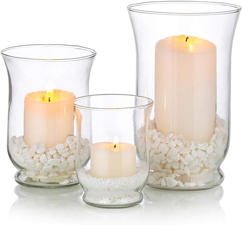 Glass Candle Holder 1 Set (3 Pieces) Hurricane Candle Holder Multiple Uses For Pillar, Votive, Tealight Candle, Floating Candle, Flower Vase, Terrarium Planter Wedding Table Centerpieces