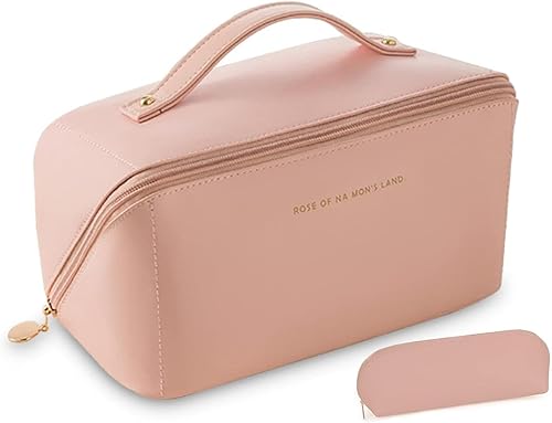 JIALTO Bolsas de maquillaje para mujer, bolsa colgante de maquillaje, bolsa plegable de viaje con 4 compartimentos, organizador de cosméticos