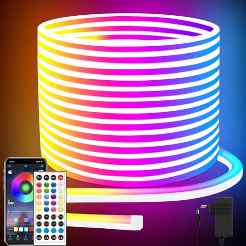 segrass Striscia al neon a LED, 20 m, flessibile, con app/telecomando, multimodalità, IP65 Outdoor RGB, impermeabile, camera da letto, per interni e giochi