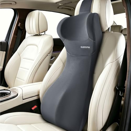 Lumbar Support Pillow for Car with Headrest Memory Foam Cushion for Back & Neck Support Muscle Fatigue Relief Full-Length S-Curve Support for Long Drives Fits Cars SUVs Trucks