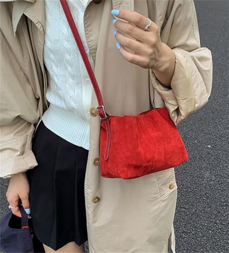 Suede Handbags for Women Vintage Suede Purse Small Top Handle Clutch Purse Underarm Hobo Bag Chic Shoulder Satchel Everyday4