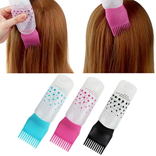 Lurrose 3pcs Applicator Bottle Hair Dye Bottle Root Comb Applicator Bottles Hair Dyeing