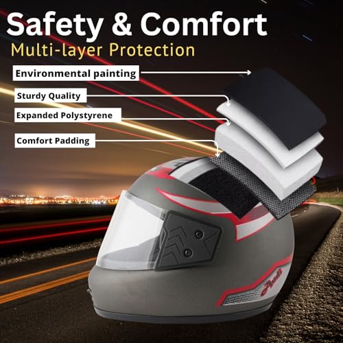 Image of Sage Square Audi Kimi Full Face Helmet | ISI Certified | Clear Visor | Ultra Comfort Inner Padding Extra Comfort & Stylish