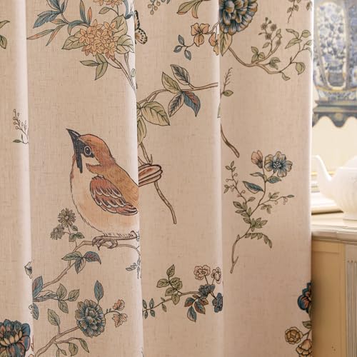 Image of ISAENNE Designer French Linen Printed Curtains,2 Panels,71 inchx65 inch-Cornucopi