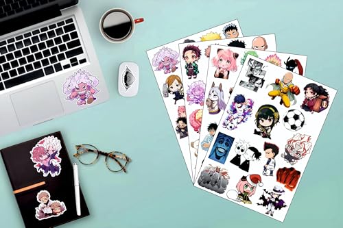 Image of AnimeVerse Pack of 62 Mixed Anime Stickers for Laptop, Phone, Guitar, Bike, PC, | Waterproof Glossy Vinyl Decals | Residue-Free Anime Stickers Collection (Mixed Anime)