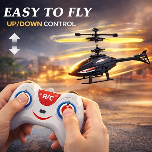 Image of The Little Ones Helicopter Toy - Remote Control Helicopter Flying Toys For Kids With UP & STOP Function Rechargeable RC Chopper With Hand Sensor Auto Lift Indoor & Outdoor Plane Flying Toys[SkyGo 8.0]