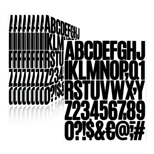 500 Pieces 10 Sheets Letter Stickers Self Adhesive Vinyl Waterproof Mailbox Numbers Stickers Alphabet Number Stickers for Mailbox Window Door Sign Address Number Business(2 Inch) (Black)
