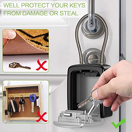 Keekit Key Lock Box, Safe Lock Box For Keys With Removable Chain, Resettable Code Key Storage Lock Box Waterproof With 4 Digit Combination, 5 Key Capacity For Home, Warehouse, Indoor & Outdoor #TOP2