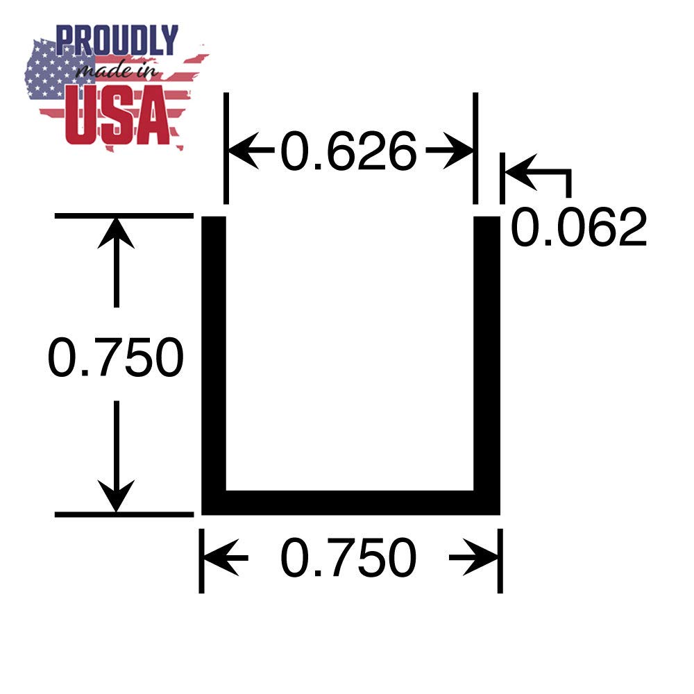 Outwater Alu570-M Mill Finish 5/8 Inch Inside Dimension Aluminum U Channel C Channel 72 Inch Lengths (Pack of 18 Pieces, 108 feet Total)