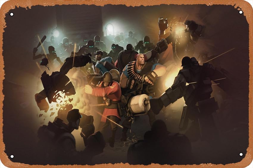 Zuhhgii TF2 - Póster de metal para pared, letrero decorativo de metal para dormitorio universitario, habitación de los niños, sala de juegos,