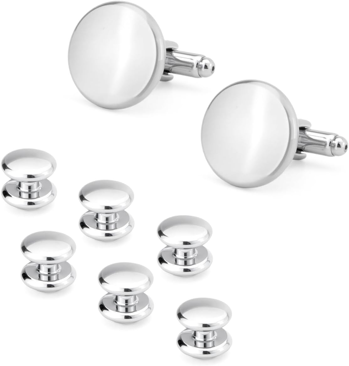 wynameleri Blank Tuxedo Buttons for Men, Round Cufflinks and Studs Set for Tuxedo Shirts Jewelry Gift for Business, Wedding