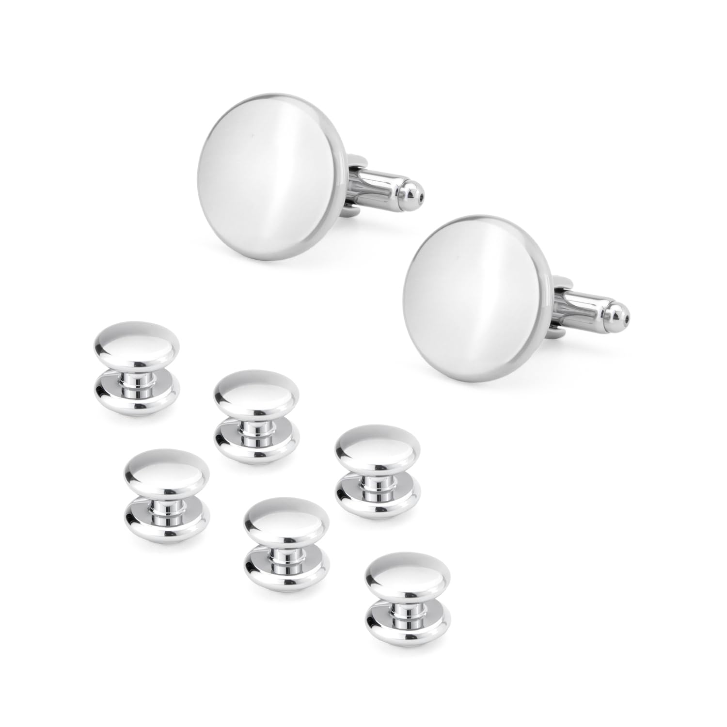 wynameleri Blank Tuxedo Buttons for Men, Round Cufflinks and Studs Set for Tuxedo Shirts Jewelry Gift for Business, Wedding
