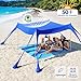 Rhino Valley Beach Tent, 10 x 10 FT Beach Shade UPF50+ Protection, BeachCanopy with 8 Sandbags 4 Stability Poles, Outdoor Beach Tent Sun Shelter Umbrella for Sand, Camping, Fishing Essentials, Indigo
