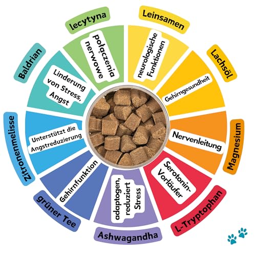 Dogs Valley Vitamine für Hunde Peak Calm - 90Stk Hundeleckerlis – Natürliches Entspannungsleckerli mit Baldrian, L-Theanin, L-Tryptophan, Ashwagandha - zur Stress & Angstlinderung, Lebergeschmack