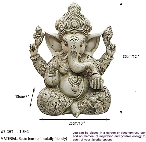 Pevfeciy Lucky Ganesha Statues Buddha Statue,15" Ganesh Statues Ganesha Sculpture,Home Décor Gift,Zen Garden