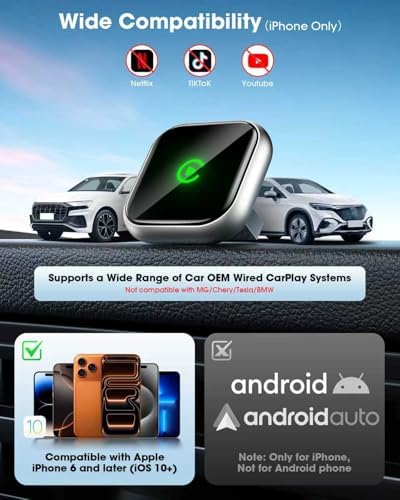 Wireless CarPlay Adapter 2025 Upgrades Wired CarPlay to Wireless, Seamless, Fast, Stable, Automatic Connection, Suitable for 2016 and Later Cars Apple's Car Play Adapter, Supports GPS — view 5
