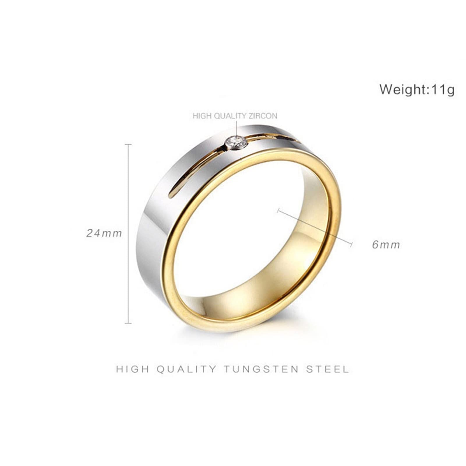 Epinki Halskette Paare 2 Stück Wolfram mit Ring Anhänger, Simple mit Gravur Ich Liebe Dich Partner Ketten mit Zirkonia Weiß, Silber Gold für Frauen & Männer, Breite 6MM - Herren 60cm, Damen 50cm