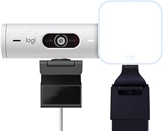 Logitech Litra Glow Premium LED Streaming Light with TrueSoft + Brio 500 Full HD Webcam with Auto Light Correction, Auto-Framing, Works with Microsoft Teams, Google Meet, Zoom - PC / Mac - White