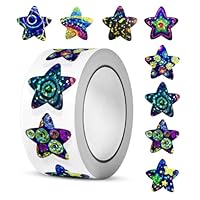 500pcs Self Adhesive Shiny Reward Stickers, 2.5CM Holographic Stars Stickers, Sparkly Sticker Foil Incentive Sticker for Children Students Teachers Classroom