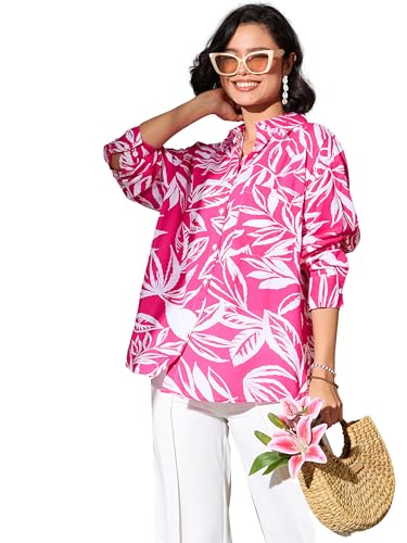 Image of barcino Fuchsia Tropical Floral Oversized Shirt