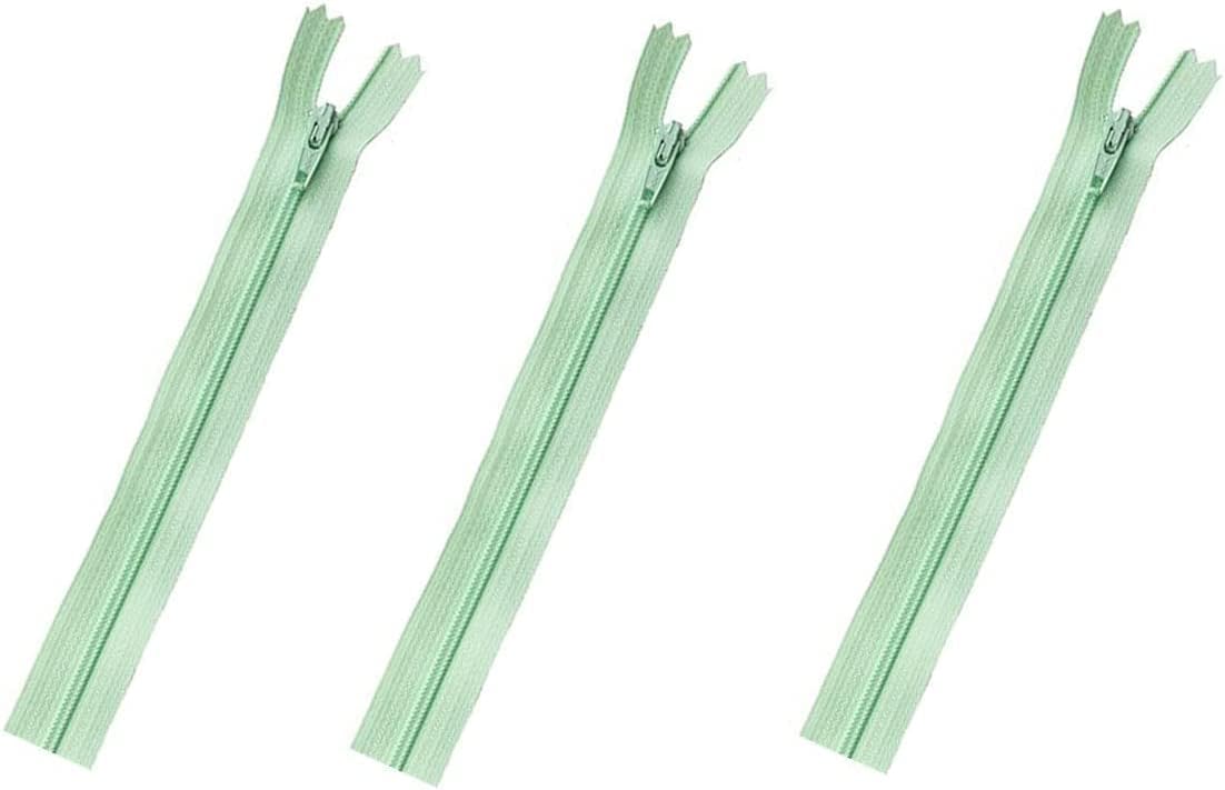 Skirt & Dress Nylon Coil Lightweight YKK Closed Bottom Zippers for Sewing Craft & Apparel - Choose Your Length - Mini Mint #871 - Made in The United States (3 Zippers Per Pack) (12" Inches)