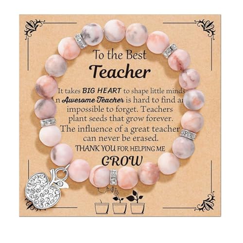 Abalorios naturales genéricos para profesores que expresan gratitud Pulsera Mensaje Pulsera Pulsera Pulseras Joyería, Taille unique, Metal, No es una piedra preciosa