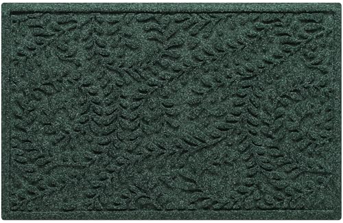 WaterHog Boxwood Front Door Mat Indoor Outdoor Entrance Absorbent All-Weather Doormat with Non-Slip Rubber Backing Dirt & Moisture Trapper Low Profile & Easy Clean Made in USA 23x36 Evergreen