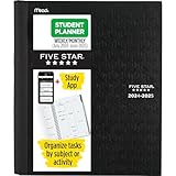 Five Star Planner 2024-2025 Academic, Weekly & Monthly Advance Student Planner + Study App, 8-1/2' x 11', Large, Black (CAW65905)