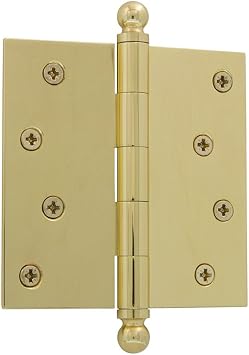 Nostalgic Warehouse Ball-Tip Residential Door Hinge with Square Corners