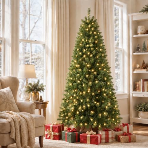 SHOPNEW Sapin Noël artificiel pré-illuminé 5FT lumières blanc chaud