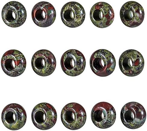 Amogeeli Big Hole Stone Beads Charms for Jewelry Making, Rondelle European Loose Beads Pack of 15