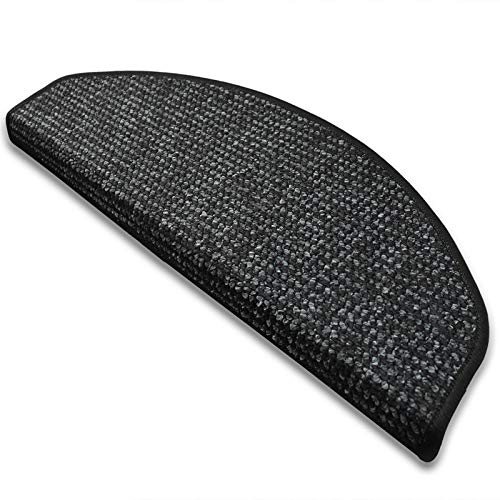 casa pura Stair Treads Mats - Non-Slip Stair Mat | 2 Shapes | With Matching Runners | Adhesive Stair Pads | Semi-Circle (15 Piece) | Anthracite - 23.5x65cm