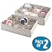 mDesign Chevron Fabric Baby Nursery Closet Organizer for Clothing, Socks, Bibs - Pack of 2, 32 Compartments, Taupe/Natural
