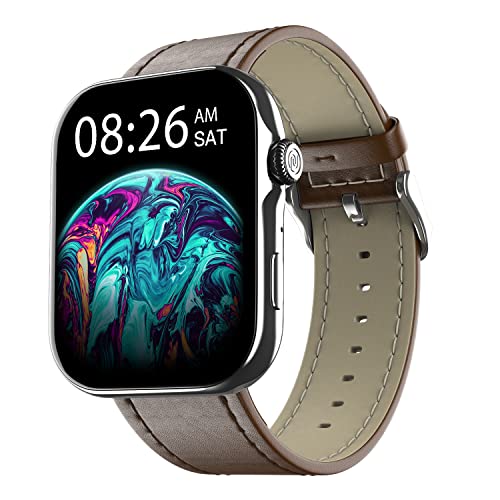 Image of Noise ColorFit Ultra 3 Bluetooth Calling Smart Watch with Biggest 1.96 inch AMOLED Display, Premium Metallic Build, Functional Crown, Gesture Control with Leather Strap (Classic Dark Brown)