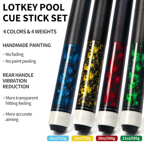 LOTKEY Pool Cue Sticks for Adults,Super Straightened Up 58'' 18 19 20 21 oz Billiard Cues Canadian Maple Tacos De Billar Profesional Set of 4/3/2/1 House Bar Pool Que Table Beginner Pool Queue - Image 2