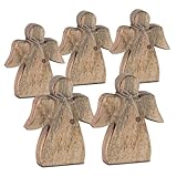 Amago home Engel Schutzengel 15x13cm Dekofigur Glücksengel Holzfigur Taufe Hochzeit Mangoholz