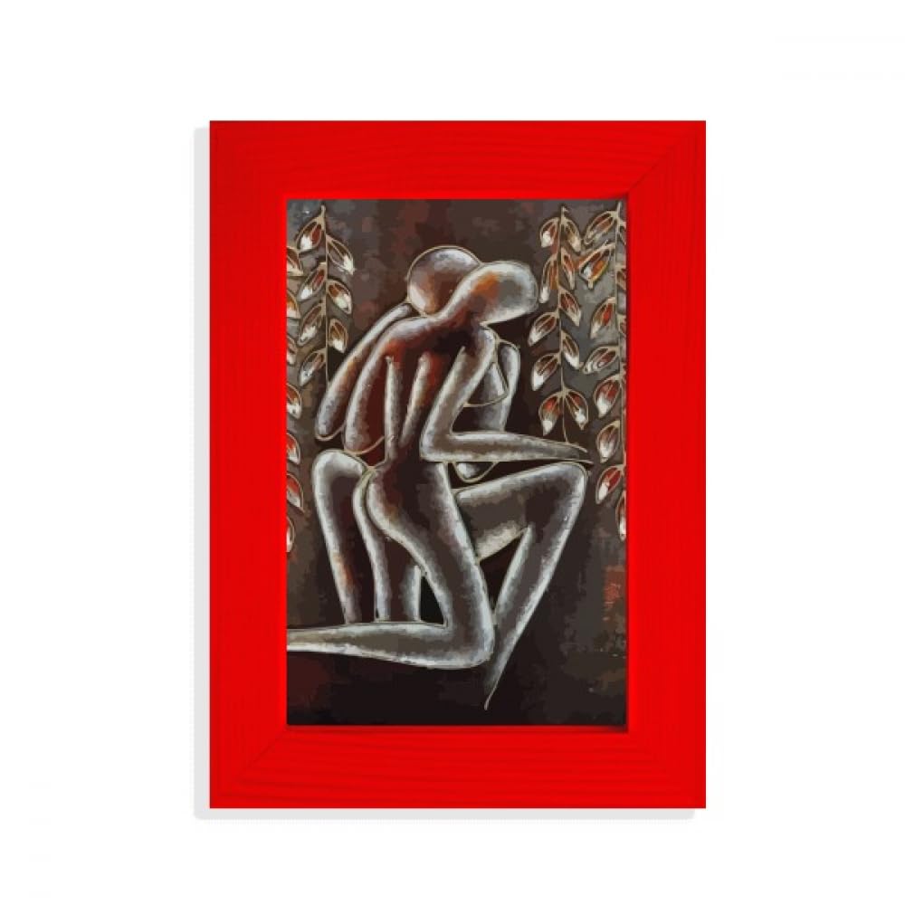 Cadre photo rouge et illustration de personnages modernes, l'idée cadeau idéale