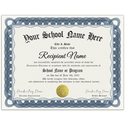 Custom Homeschool Diploma Personalized High School Diploma Education Certificate of Degree with Holder Perfect for Commemorations or Educational Gifts (Type-4)