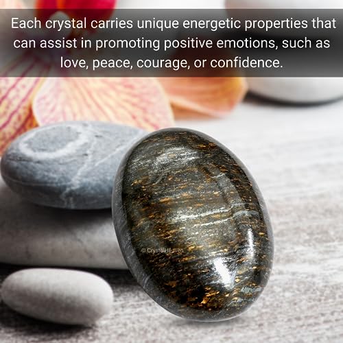 Image of Certified Bronzite Crystal Palm Pebbles Stones for Anxiety Stress Relief Massage - AAA Grade Original Healing Gemstone Agate Palm Stone for Yoga Meditation Spiritual Reiki Feng Shui