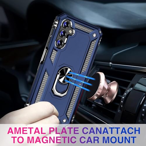 Image of for Samsung Galaxy S24 FE Case with Screen Protector, Military Grade Rugged Shockproof Galaxy S24 FE 5G Heavy Duty Protective Cover for Samsung S24 FE Magnetic Ring Kickstand Phone Case (Blue)