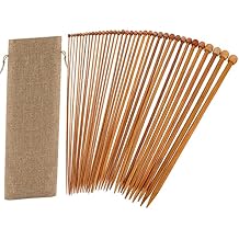 14 Inch Bamboo Knitting Needles Set, BENBO 18 Pairs Single Pointed Knitting Needle Straight Wooden Needles for Beginners Long Wood Knitting Needles with Storage Bag and Stitch Markers 36 Pieces