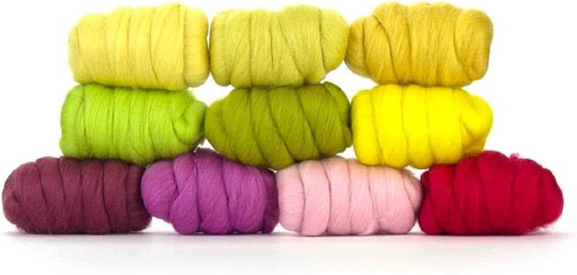 Revolution Fibers | Mixed Merino Wool Variety Pack | Perfect Wool Roving for Spinning, Needle Felting, Wet Felting, Weaving and Crafting (Spring Blossom (Multicolored), 250 Grams)