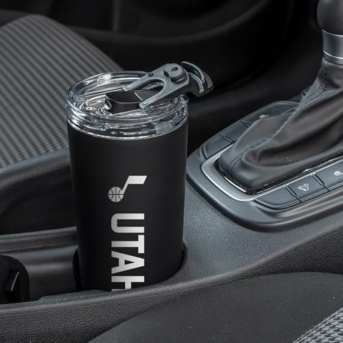 Image of Rico Industries NBA Basketball Utah Jazz Black 24oz Stainless Steel Tumbler with Lid and Dual Functioning Lid