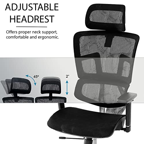 Ergomax Ergonomic Height Adjustable, Breathable Mesh Fabric, Home Office Chair, 53 In. Max, Gray #TOP3