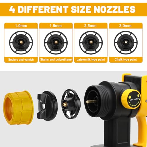 Cordless Paint Sprayer for Dewalt 20V MAX Battery, HVLP Spray Paint Gun with Brushless Motor and 4 Copper Nozzles & 3 Spray Patterns (Battery Not Included) - Thumbnail 3