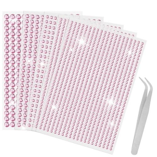 Sularpek 2542 Pcs Strass Autocollant, 5 Feuilles Strass Autocollant Visage, Strass Visage Festival, Strass Adhesif Rond avec pincettes, pour DIY Artisanat Nail...