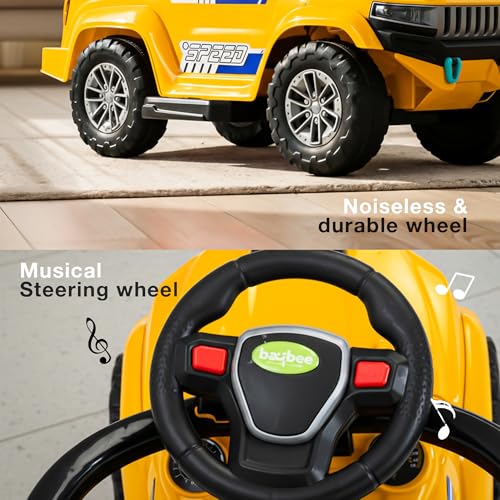 Image of Baybee Speedy Pro Ride on Cars for Kids | Portable Baby Push Rideons with Parental Handle & Safety Guardrail | Kids Car with LED Lights, Music & Backrest | Ride on Car for Baby 1-3 Years (Yellow)