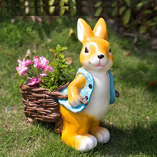 Adornos de jardín exteriores: conejos de resina decorativos en tamaño 45cm