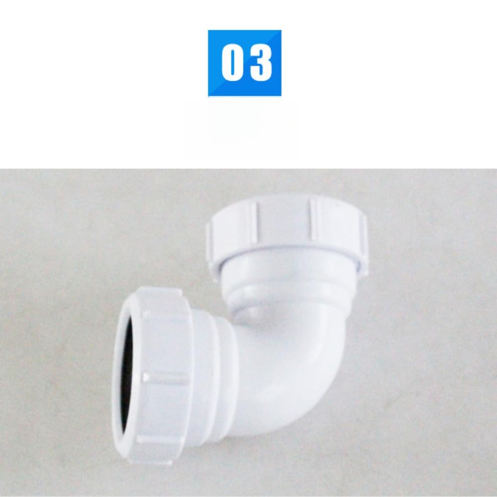 Adaptador de tubería de PVC de 40 mm, codo de 90 grados, accesorio de tubería de residuos para bañera, fregadero de cocina y conexión de drenaje de bandeja de ducha, conector de fontanería blanco